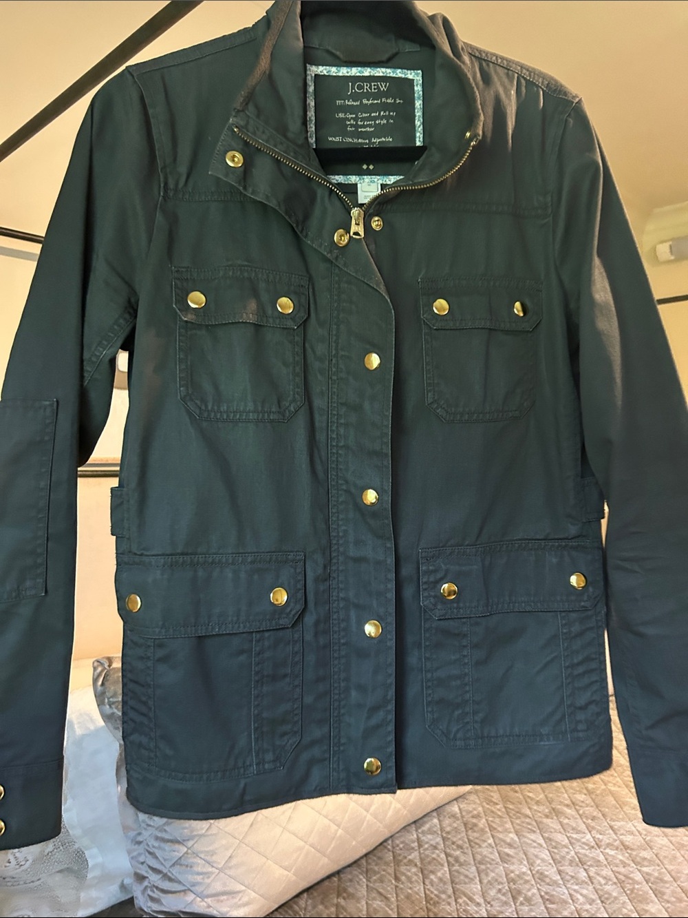 J. Crew Women's Utility Jacket in Deep Teal with Gold Hardware